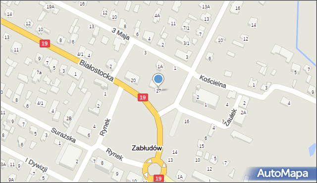 Zabłudów, Rynek, 17, mapa Zabłudów