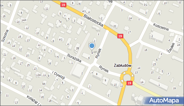 Zabłudów, Rynek, 4, mapa Zabłudów