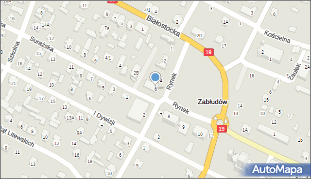 Zabłudów, Rynek, 6, mapa Zabłudów