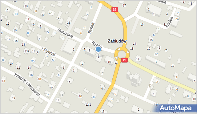 Zabłudów, Rynek, 9, mapa Zabłudów