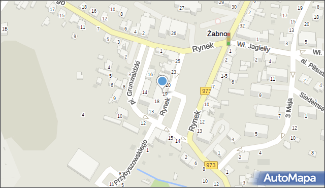 Żabno, Rynek, 19-25, mapa Żabno