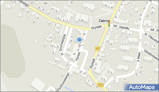 Żabno, Rynek, 20, mapa Żabno