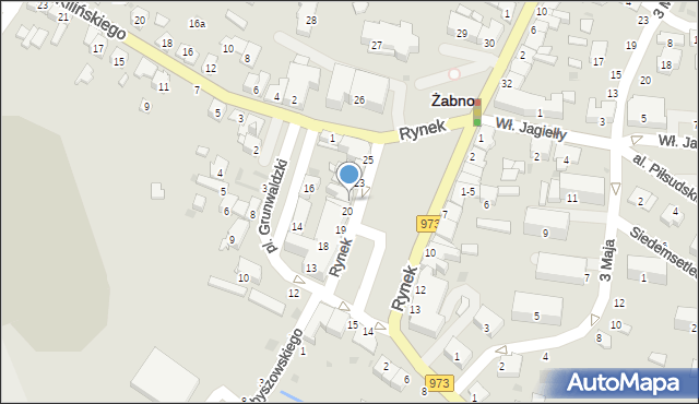 Żabno, Rynek, 21, mapa Żabno