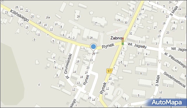 Żabno, Rynek, 25, mapa Żabno