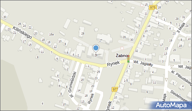 Żabno, Rynek, 26, mapa Żabno