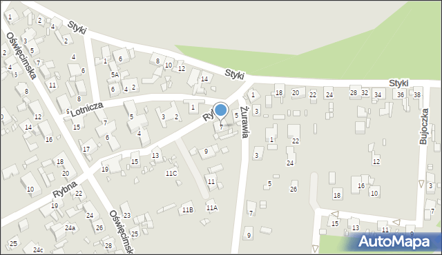 Zabrze, Rybna, 7, mapa Zabrza