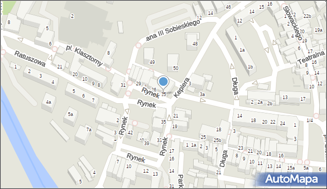 Żagań, Rynek, 25, mapa Żagań