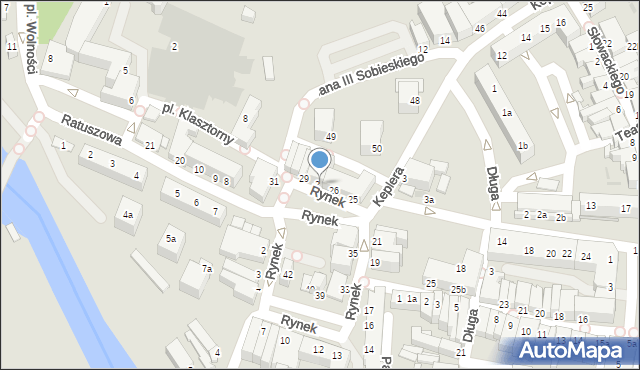 Żagań, Rynek, 27, mapa Żagań