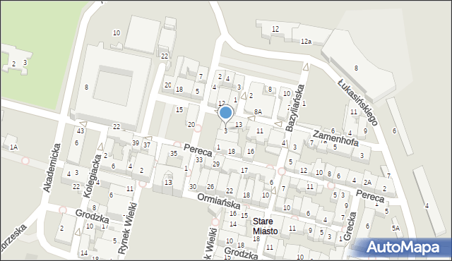 Zamość, Rynek Solny, 3, mapa Zamościa