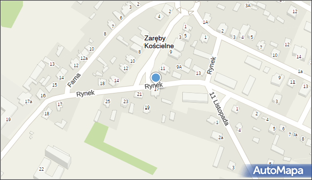 Zaręby Kościelne, Rynek, 17, mapa Zaręby Kościelne