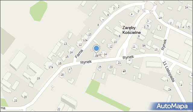 Zaręby Kościelne, Rynek, 18, mapa Zaręby Kościelne