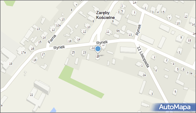 Zaręby Kościelne, Rynek, 19, mapa Zaręby Kościelne