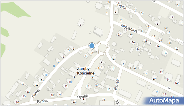 Zaręby Kościelne, Rynek, 2, mapa Zaręby Kościelne