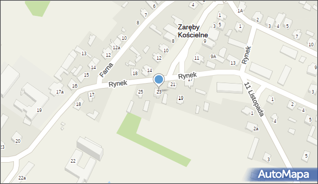 Zaręby Kościelne, Rynek, 23, mapa Zaręby Kościelne