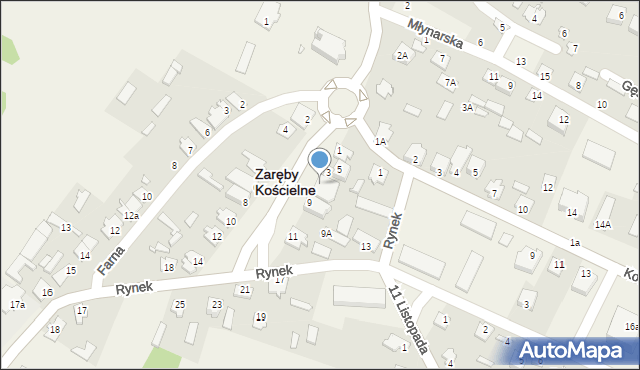 Zaręby Kościelne, Rynek, 7, mapa Zaręby Kościelne