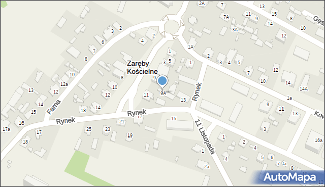 Zaręby Kościelne, Rynek, 9A, mapa Zaręby Kościelne