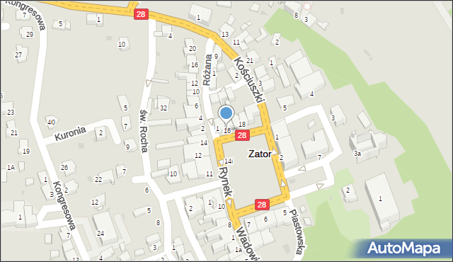 Zator, Rynek, 16, mapa Zator