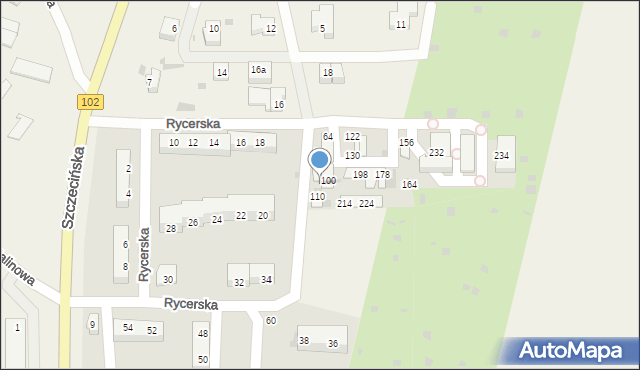 Zieleniewo, Rycerska, 102, mapa Zieleniewo