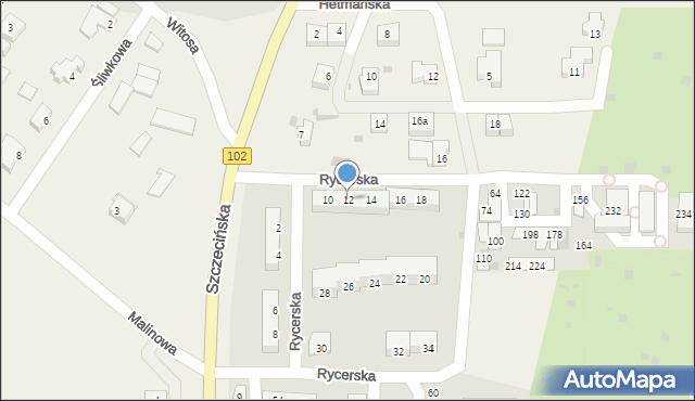 Zieleniewo, Rycerska, 12, mapa Zieleniewo