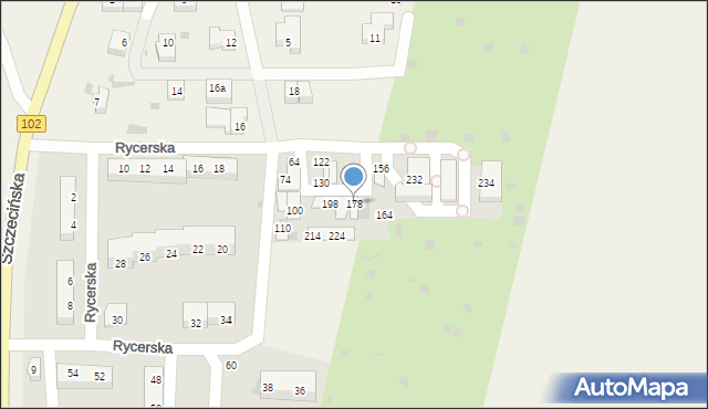 Zieleniewo, Rycerska, 178, mapa Zieleniewo