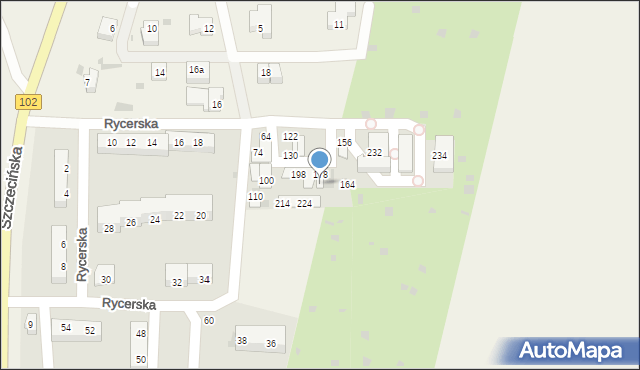 Zieleniewo, Rycerska, 180, mapa Zieleniewo