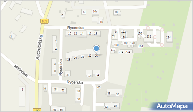 Zieleniewo, Rycerska, 20, mapa Zieleniewo