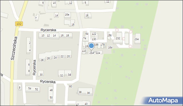 Zieleniewo, Rycerska, 214, mapa Zieleniewo