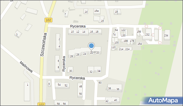 Zieleniewo, Rycerska, 22, mapa Zieleniewo