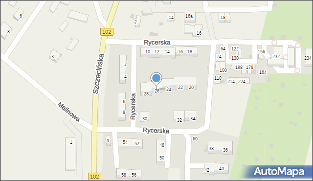 Zieleniewo, Rycerska, 26, mapa Zieleniewo