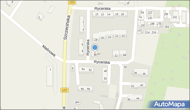 Zieleniewo, Rycerska, 30, mapa Zieleniewo