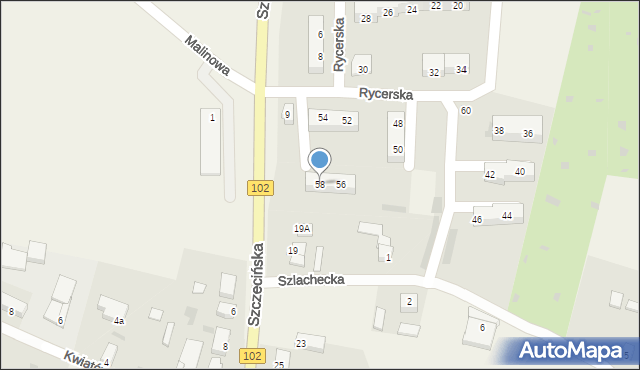 Zieleniewo, Rycerska, 58, mapa Zieleniewo