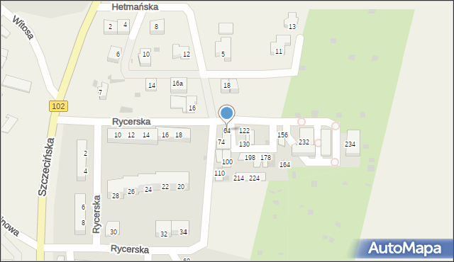 Zieleniewo, Rycerska, 64, mapa Zieleniewo