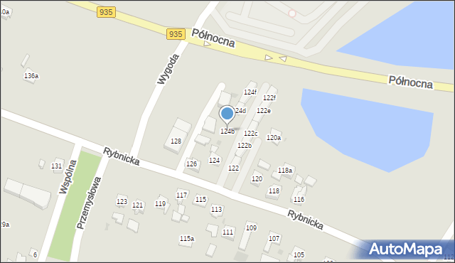 Żory, Rybnicka, 124b, mapa Żor