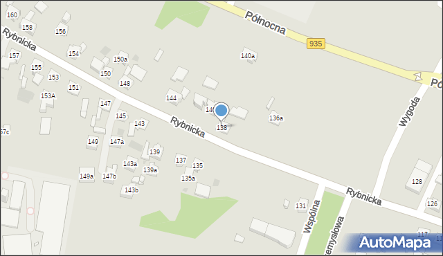 Żory, Rybnicka, 138, mapa Żor