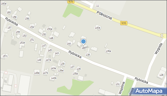 Żory, Rybnicka, 140, mapa Żor