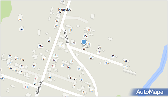 Będzin, Rzeczna, 23, mapa Będzin