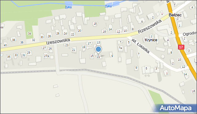 Bełżec, Rzeszowska, 11, mapa Bełżec