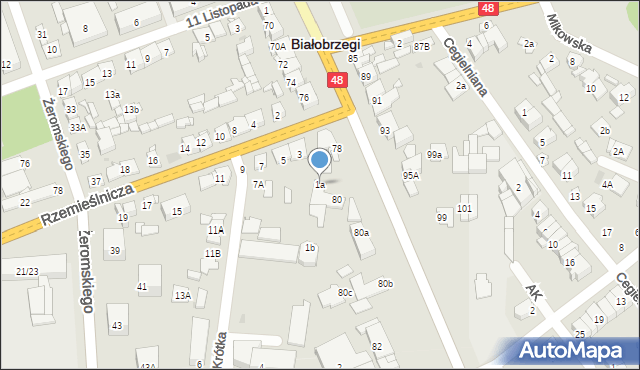 Białobrzegi, Rzemieślnicza, 1a, mapa Białobrzegi