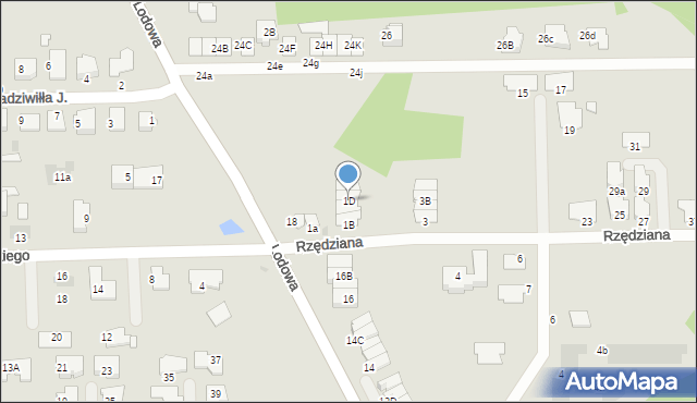 Białystok, Rzędziana, 1D, mapa Białegostoku