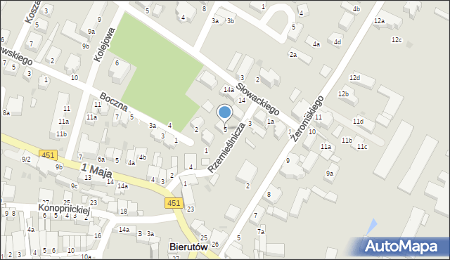 Bierutów, Rzemieślnicza, 5, mapa Bierutów