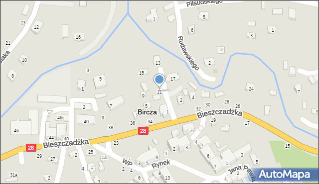 Bircza, Rzeczna, 11, mapa Bircza