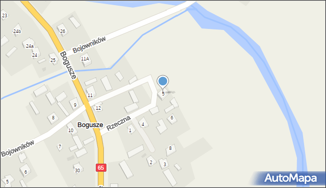 Bogusze, Rzeczna, 5, mapa Bogusze