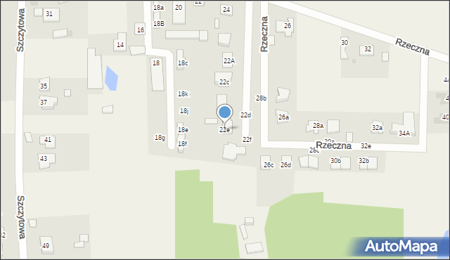 Brzeziny-Kolonia, Rzeczna, 22e, mapa Brzeziny-Kolonia