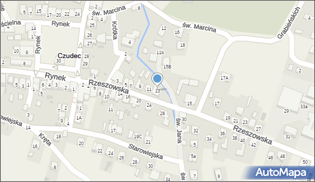 Czudec, Rzeszowska, 13, mapa Czudec