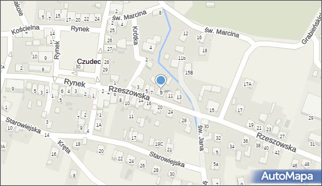 Czudec, Rzeszowska, 9, mapa Czudec