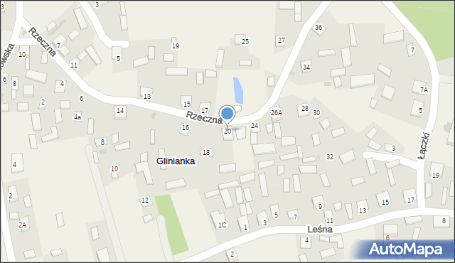 Glinianka, Rzeczna, 20, mapa Glinianka