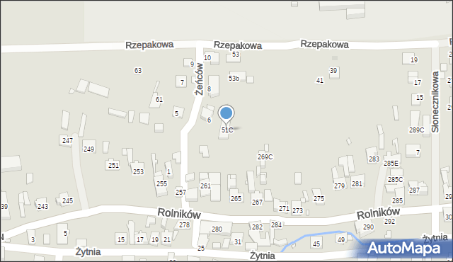 Gliwice, Rzepakowa, 51C, mapa Gliwic