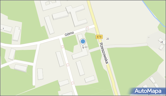 Górno, Rzeszowska, 5, mapa Górno