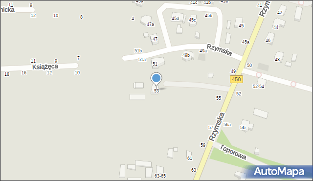 Kalisz, Rzymska, 53, mapa Kalisza