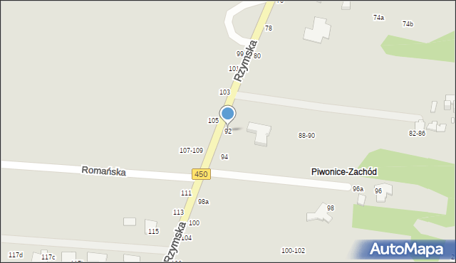 Kalisz, Rzymska, 92, mapa Kalisza